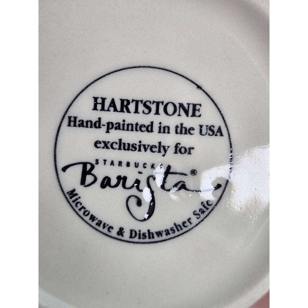 Starbucks Barista Hartstone Hand Painted Floral Mug Set of 4 USA Coffee Cups - Picture 3 of 9